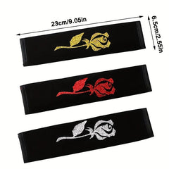 Car Seat Belt Shoulders Red Silver Flowers Print Anti slip Protector