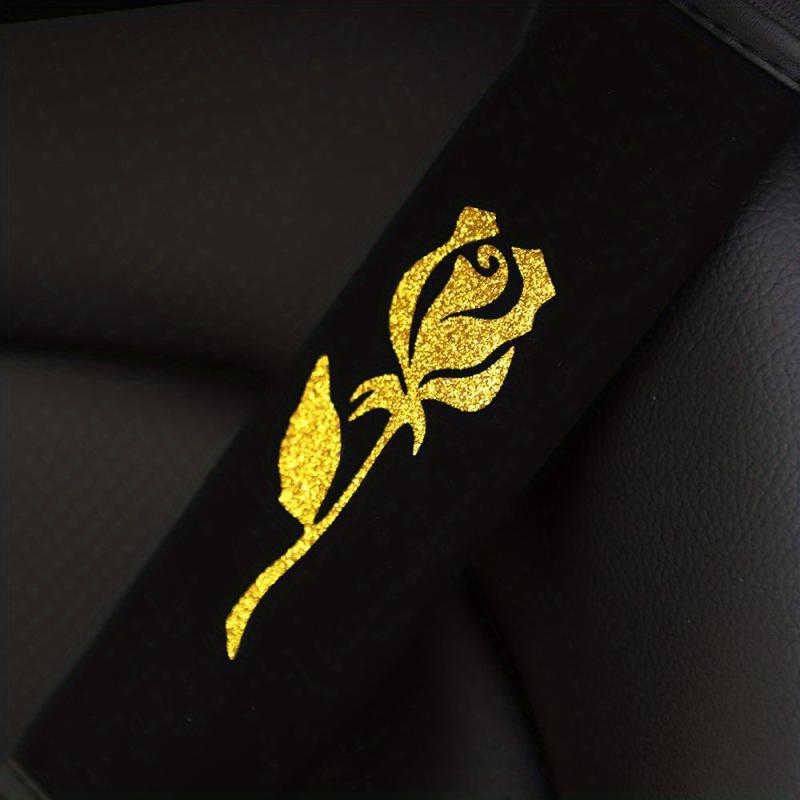 Car Seat Belt Shoulders Red Silver Flowers Print Anti slip Protector