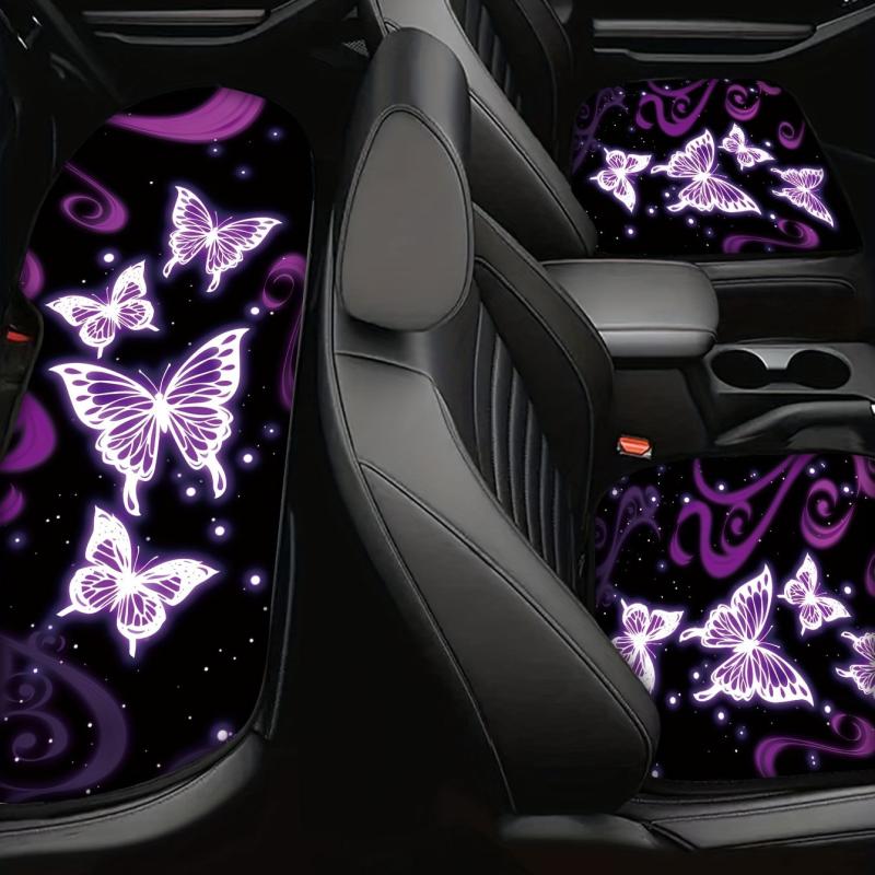 Purple Light Butterfly Print Car Seat Cushion Set