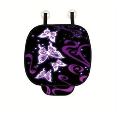 Purple Light Butterfly Print Car Seat Cushion Set