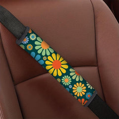 Colorful Flower Car Print Shoulder Protectors Car Seat Belt Pad Cover Kit