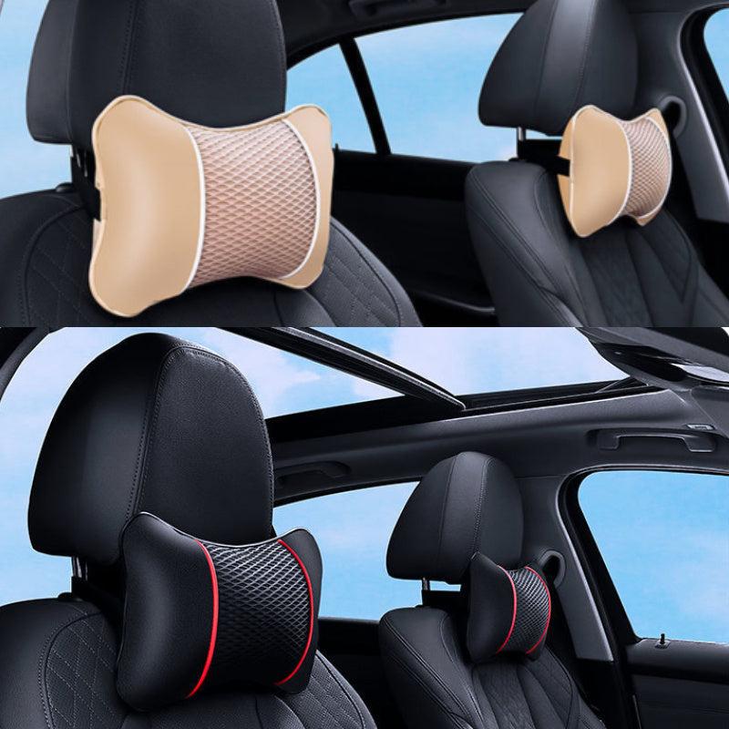 Universal Car Neck Pillows PU Leather Pack Headrest - Soft & Comfortable