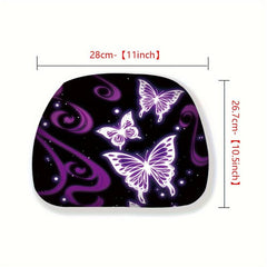 Purple Butterfly Car Headrest Cover Universal Fit