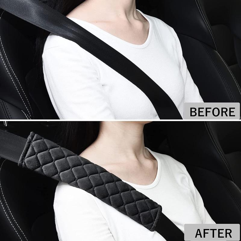 2pcs Car Seat Belt Shoulder Protector Soft Extended Fixer Cover Car Interior