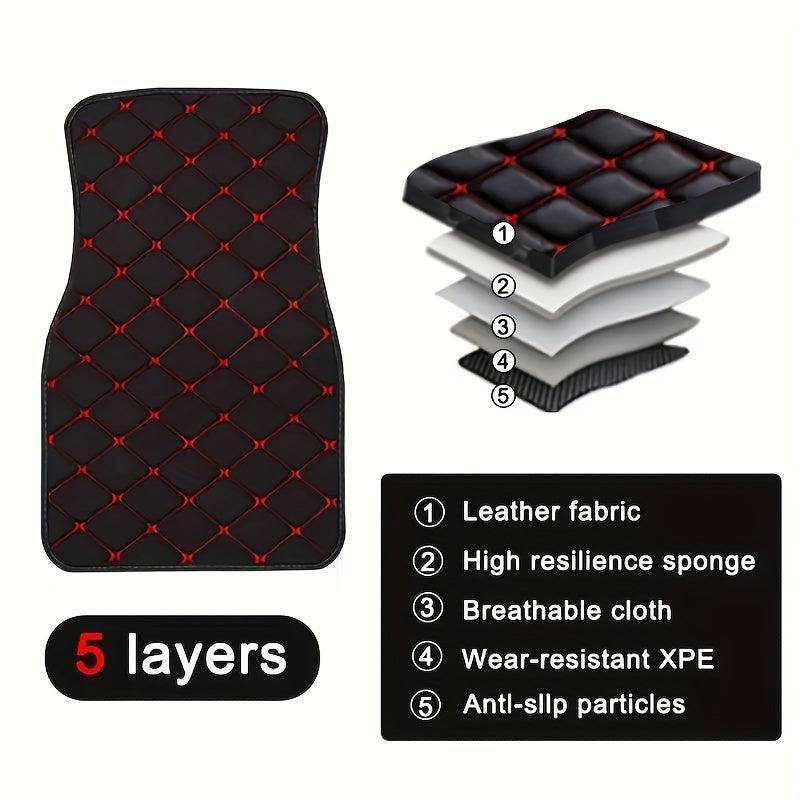 2pcs Waterproof Car Floor Mats Front & Rear Leather Carpet