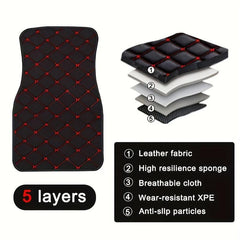 2pcs Waterproof Car Floor Mats Front & Rear Leather Carpet