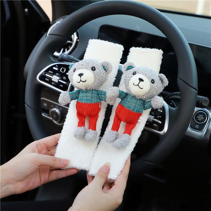Cartoon Plush Car Seat Belt Shoulder Cover Anti-sling Car Interior Supplies