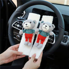 Cartoon Plush Car Seat Belt Shoulder Cover Anti-sling Car Interior Supplies
