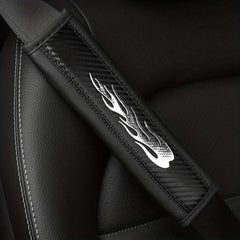 Carbon Fiber Leather Flame Car Seat Belt Shoulder Protector Cover