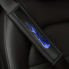 Carbon Fiber Leather Flame Car Seat Belt Shoulder Protector Cover