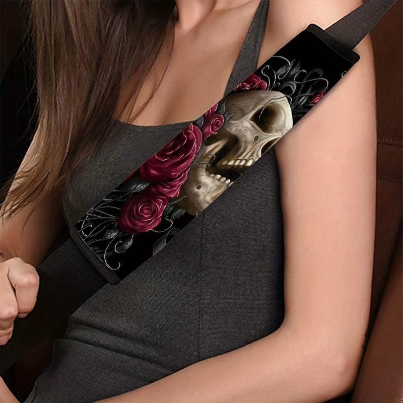 Rose Skull Print Car Shoulder Cover