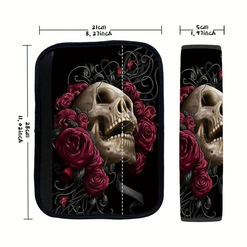 Rose Skull Print Car Shoulder Cover