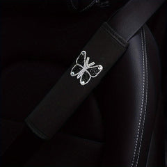 Diamond Butterfly Car Seat Belt Shoulder Cover - Safety & Style