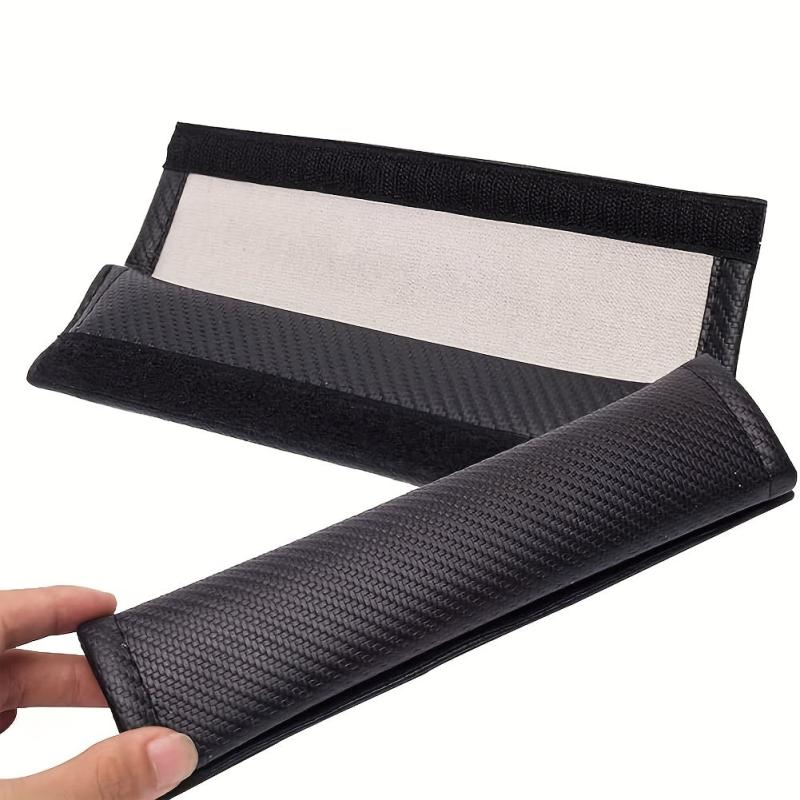 2pcs Carbon Fiber Seat Belt Covers Adults Kids PU Leather Shoulder Pad