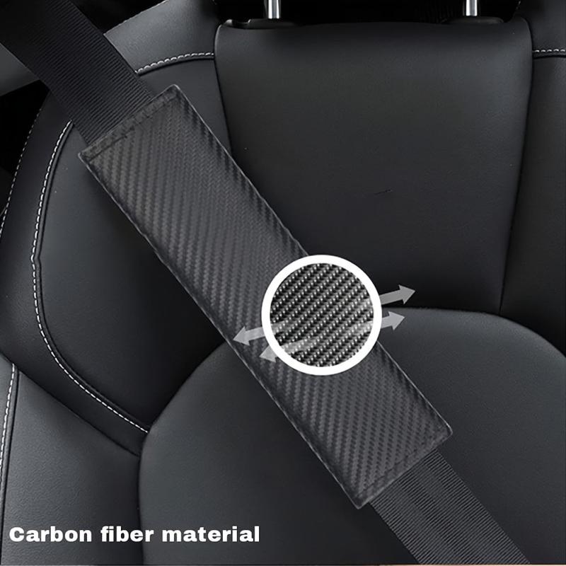 2pcs Carbon Fiber Seat Belt Covers Adults Kids PU Leather Shoulder Pad