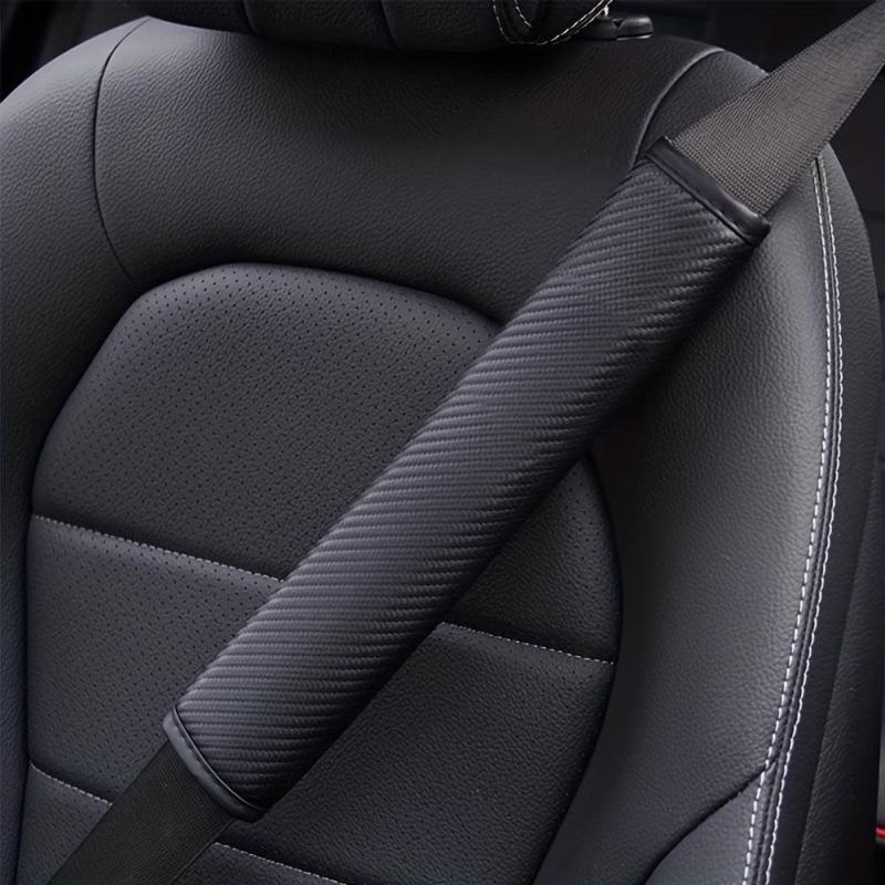 2pcs Carbon Fiber Seat Belt Covers Adults Kids PU Leather Shoulder Pad
