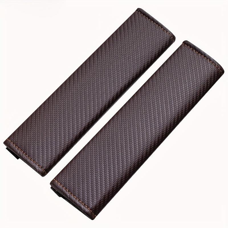 2pcs Carbon Fiber Seat Belt Covers Adults Kids PU Leather Shoulder Pad