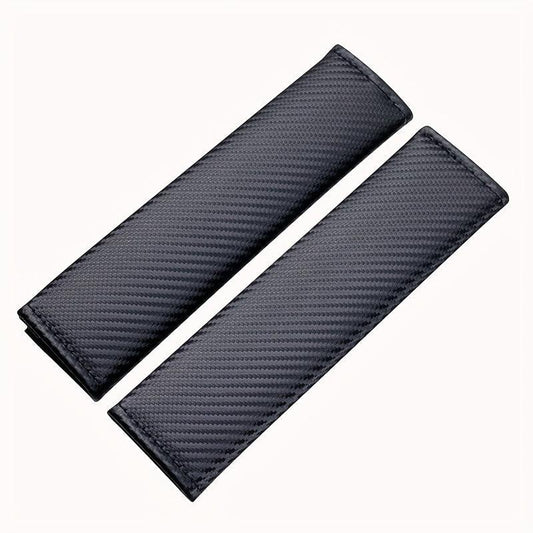 2pcs Carbon Fiber Seat Belt Covers Adults Kids PU Leather Shoulder Pad