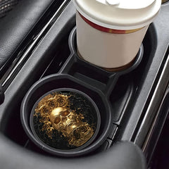 2pcs Golden Skull Car Cup Holder Coasters