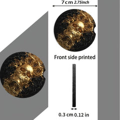 2pcs Golden Skull Car Cup Holder Coasters
