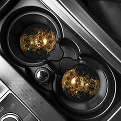 2pcs Golden Skull Car Cup Holder Coasters