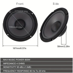 6.5in 600W 2 Way Car HiFi Coaxial Speaker