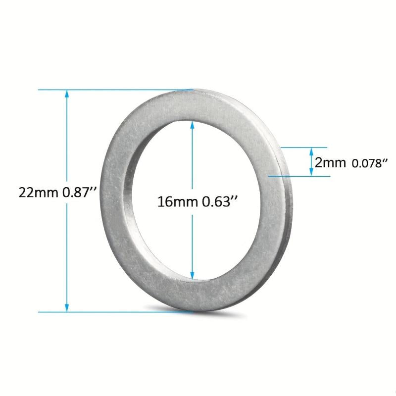 50pcs M16x22x2mm Auto Drain Plug Gaskets Crush Washers Aluminum Flat Washers