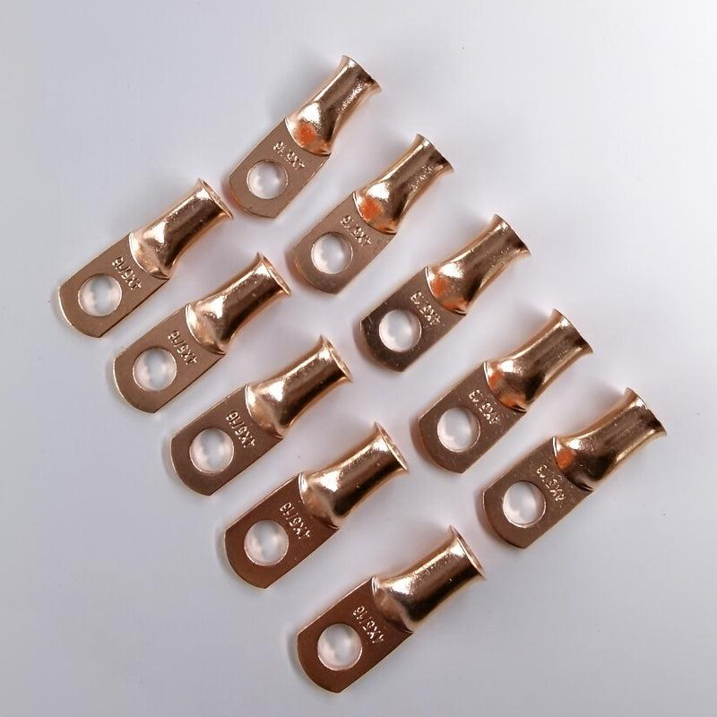 10Pcs 4AWG 5/16 Copper Ring Terminal Lugs Set