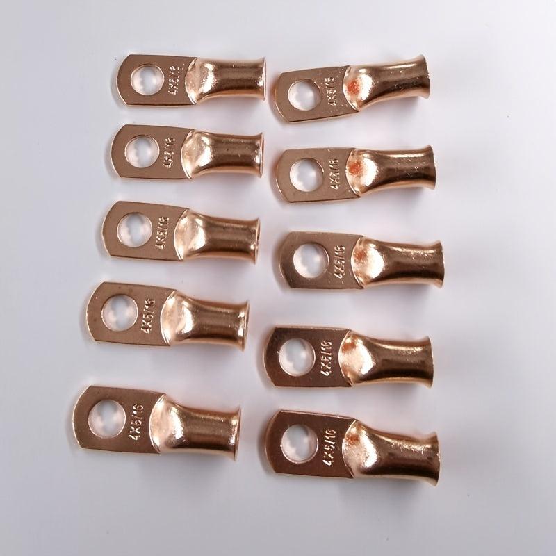 10Pcs 4AWG 5/16 Copper Ring Terminal Lugs Set