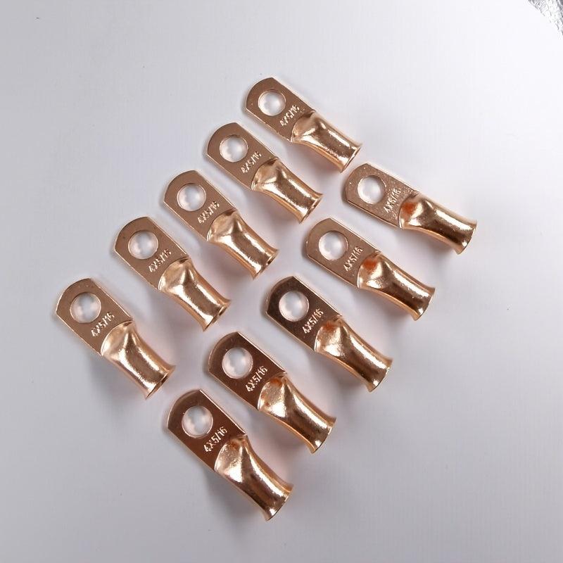 10Pcs 4AWG 5/16 Copper Ring Terminal Lugs Set