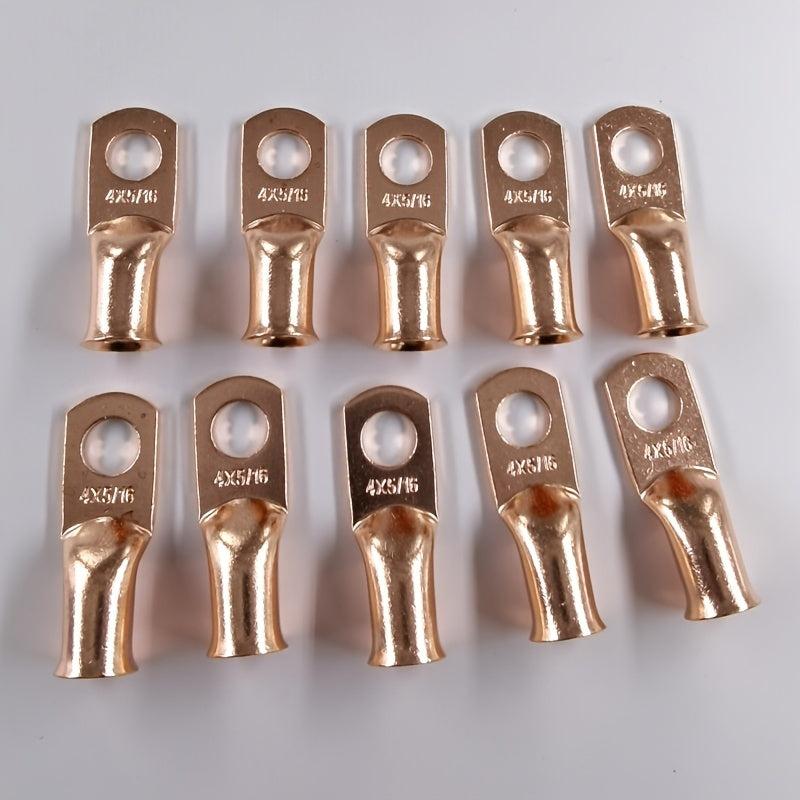 10Pcs 4AWG 5/16 Copper Ring Terminal Lugs Set