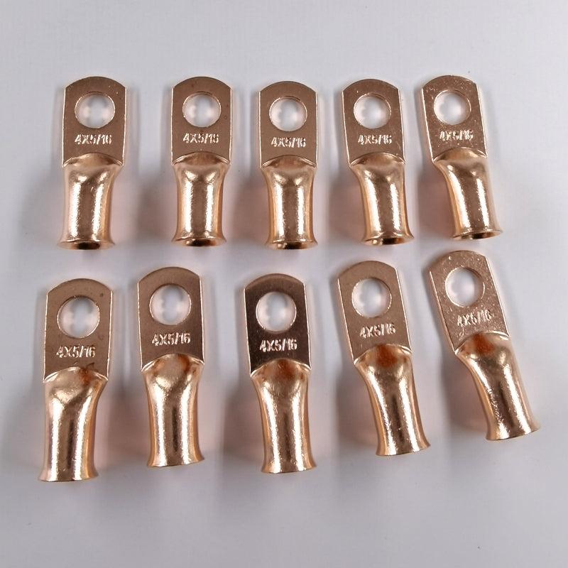 10Pcs 4AWG 5/16 Copper Ring Terminal Lugs Set