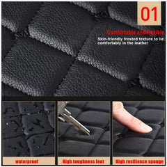 2pcs Car Floor Mats Universal Waterproof Full Set Auto Rugs Leather Interior