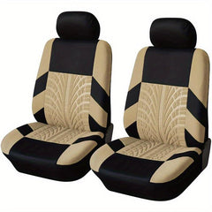 Polyester Front Pairs Gray Tan Red Car Seat Covers