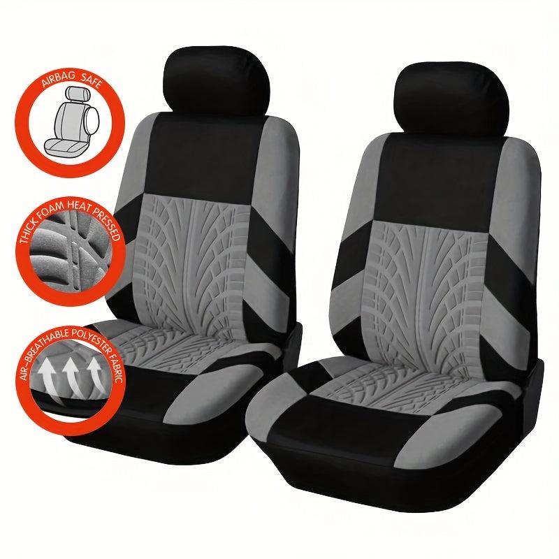 Polyester Front Pairs Gray Tan Red Car Seat Covers