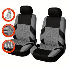 Polyester Front Pairs Gray Tan Red Car Seat Covers