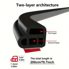 Auto Weather Strip Double Layer Self Adhesive Sound Insulation Sealing Strip