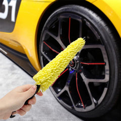 2pcs Car Cleaning Kit Microfiber Wheel Tire Rim Brush & Drying Cloth