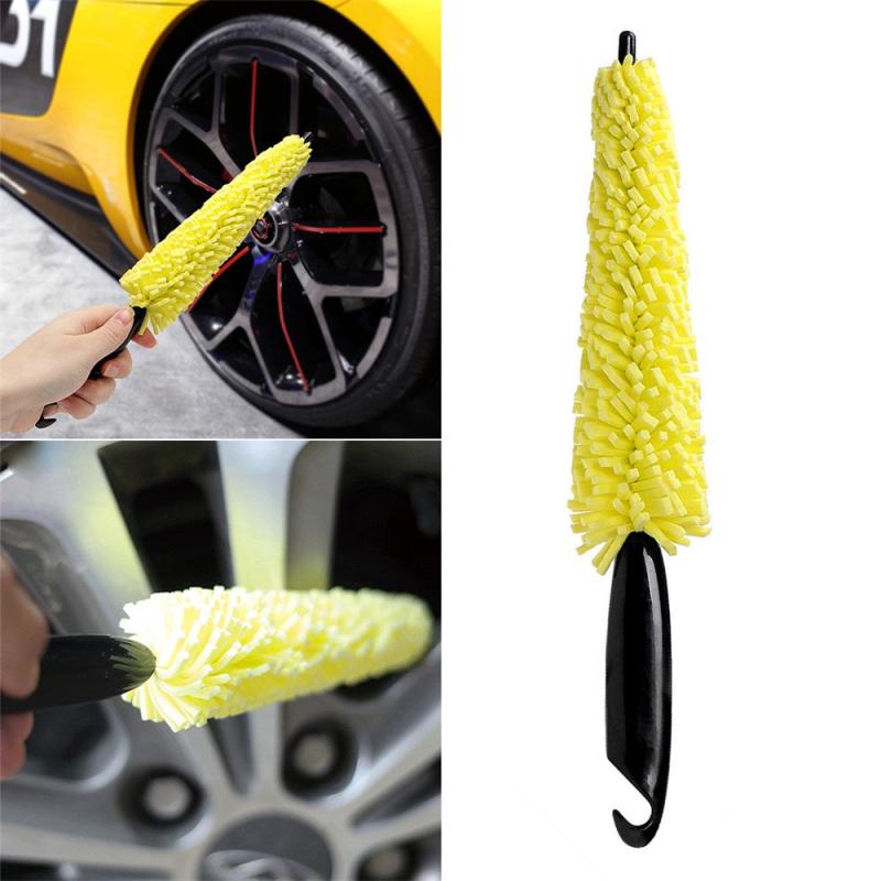 2pcs Car Cleaning Kit Microfiber Wheel Tire Rim Brush & Drying Cloth