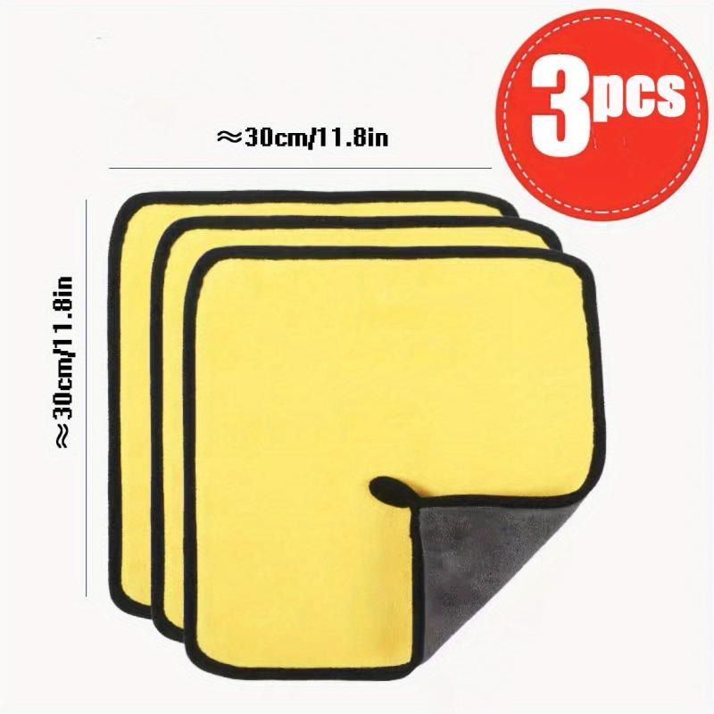 3pcs Thick Microfiber Car Wash Towels Absorbent Scrubbers