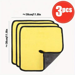 3pcs Thick Microfiber Car Wash Towels Absorbent Scrubbers
