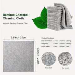 Absorbent Cleaning Cloth Fast Drying Tea Towels Bamboo Charcoal Fiber