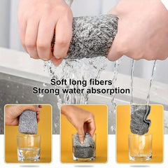Absorbent Cleaning Cloth Fast Drying Tea Towels Bamboo Charcoal Fiber