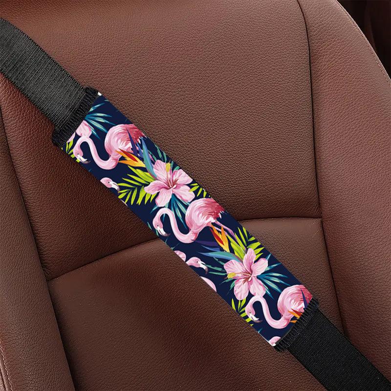Flamingo Printed Car Seat Belt Cover - Maximum Comfort