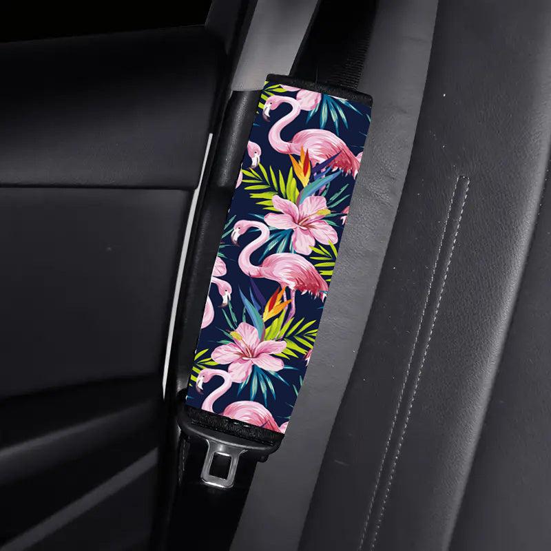 Flamingo Printed Car Seat Belt Cover - Maximum Comfort