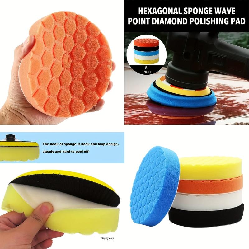 5pcs Polishing Sponge Waxing Drill Polishing Pad, Car Boat Polisher 15