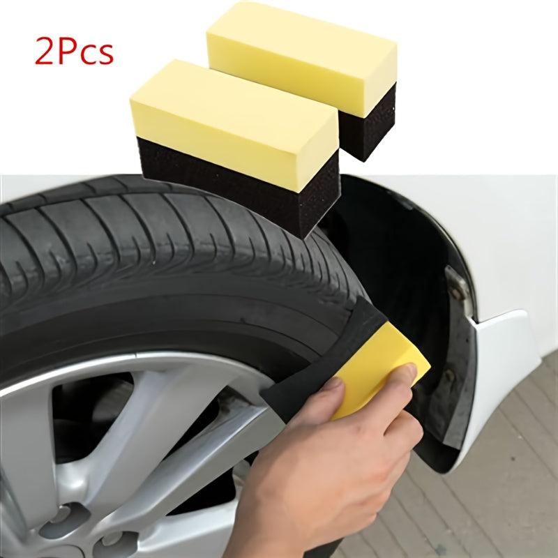 2pcs Car Tire Polishing Sponges Double Width Curved Foam Pads