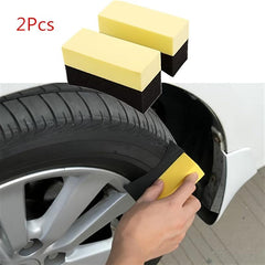 2pcs Car Tire Polishing Sponges Double Width Curved Foam Pads
