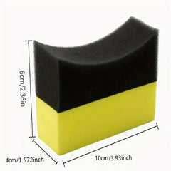 2pcs Car Tire Polishing Sponges Double Width Curved Foam Pads
