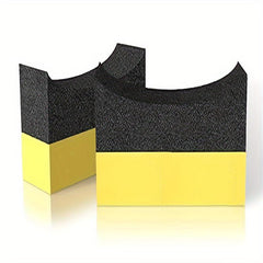 2pcs Car Tire Polishing Sponges Double Width Curved Foam Pads